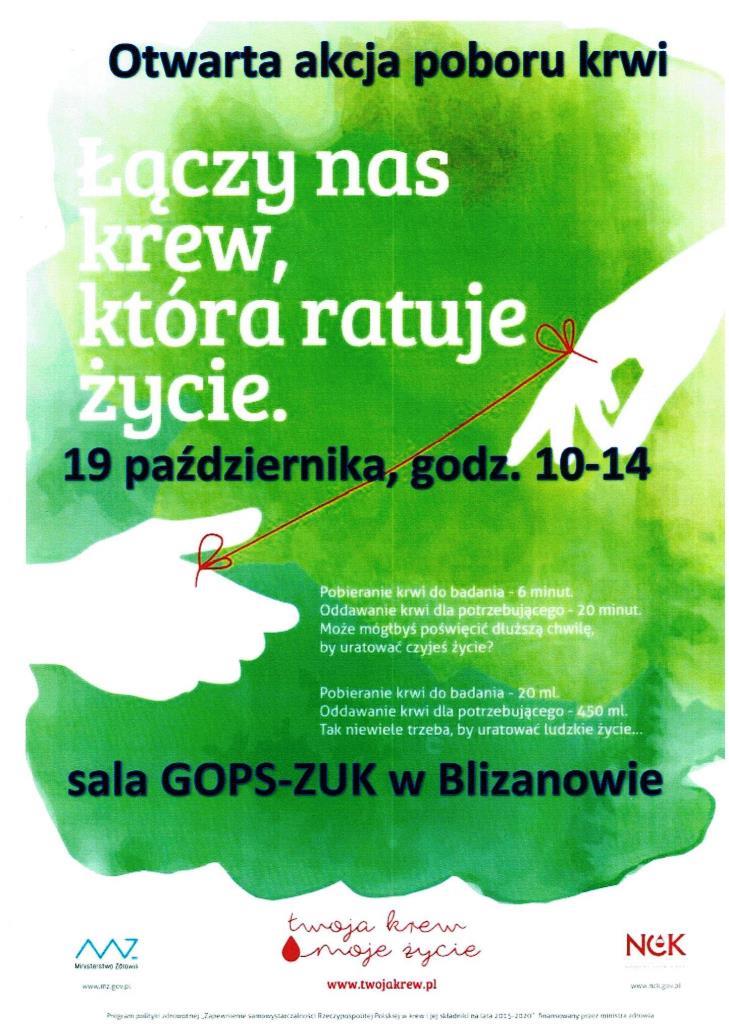 Akcja oddawania krwi w Blizanowie – 19 października