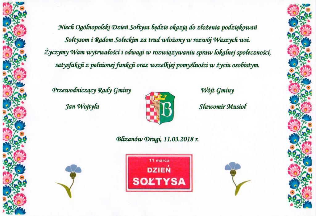 Życzenia z okazji Dnia Sołtysa